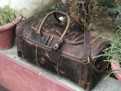 Vintage Hunter Genuine Leather Duffle Bag - 25 Inches