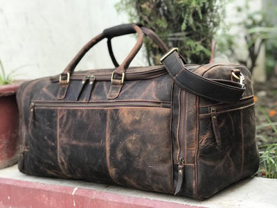 Vintage Hunter Genuine Leather Duffle Bag - 25 Inches