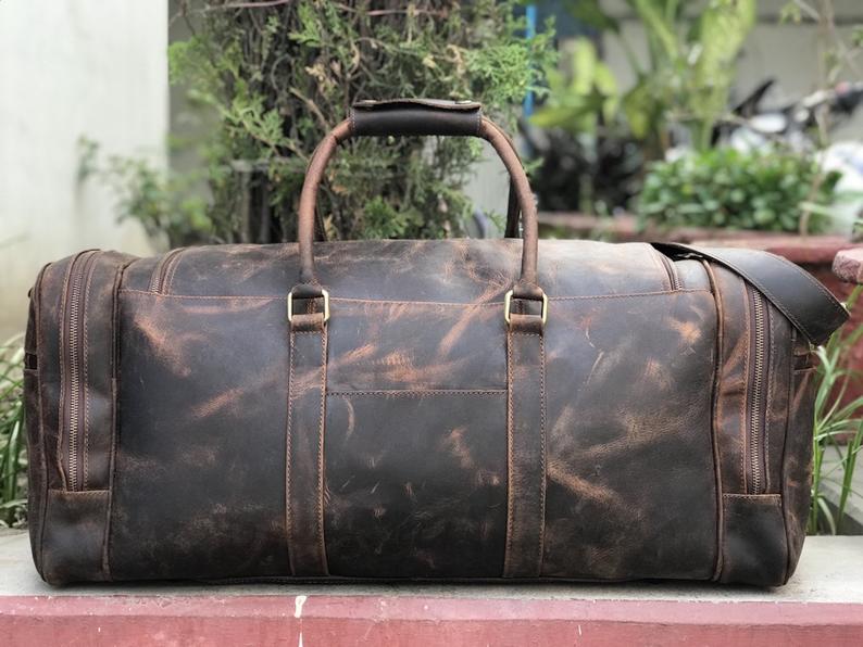 Vintage Hunter Genuine Leather Duffle Bag - 25 Inches