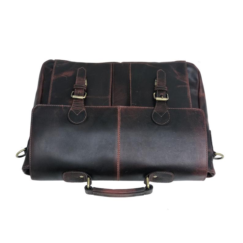 Genuine Dark Brown Leather Messenger Bag