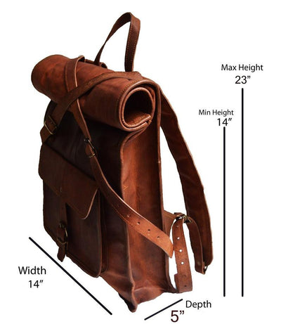 Handmade Brown Genuine Large Leather Backpack