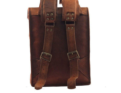 Handmade Brown Genuine Large Leather Backpack