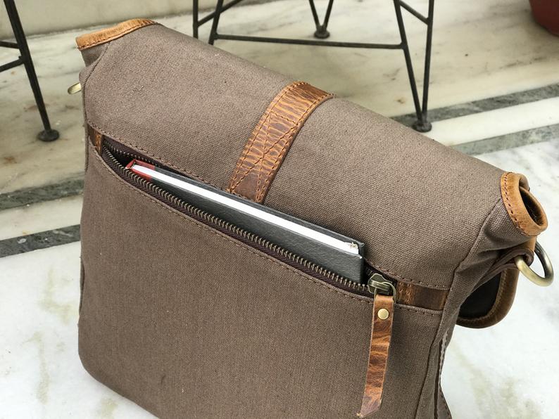 Genuine Green Waxed Canvas Messenger Bag