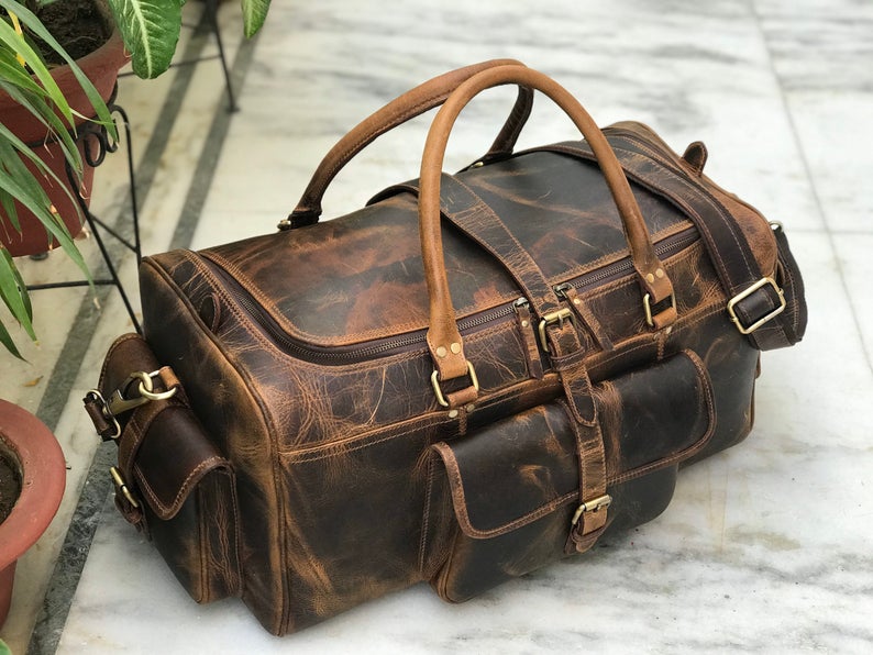 Genuine Buffalo Leather Travel Bag - Size 24 Inches